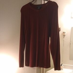 Banana Republic Women's V-Neck Sweater in Brick Red